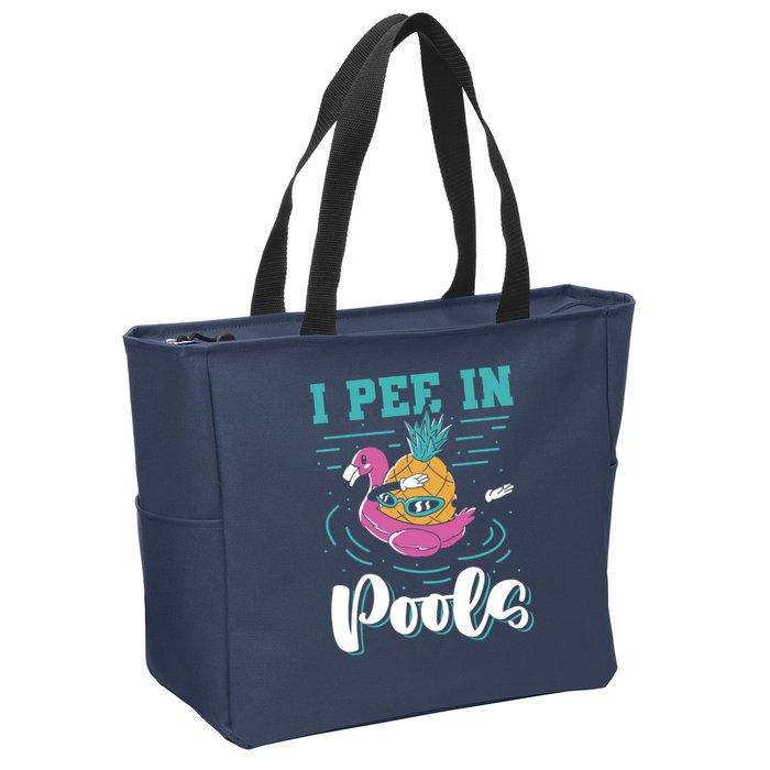 I Pee In Pools Swimming Joke Peeing In Public Pools Zip Tote Bag