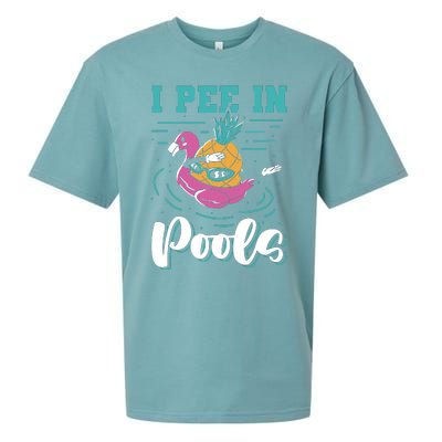 I Pee In Pools Swimming Joke Peeing In Public Pools Sueded Cloud Jersey T-Shirt