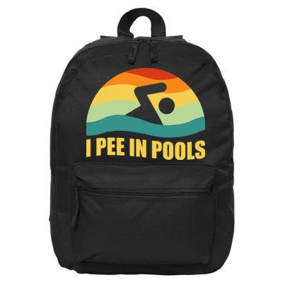 I Pee In Pools Retro Vacation Humor Swimming I Pee In Pools 16 in Basic Backpack