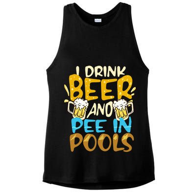 I Pee In Pools Swimming Swim Drink Beer I Pee In Pools Ladies PosiCharge Tri-Blend Wicking Tank
