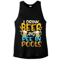 I Pee In Pools Swimming Swim Drink Beer I Pee In Pools Ladies PosiCharge Tri-Blend Wicking Tank