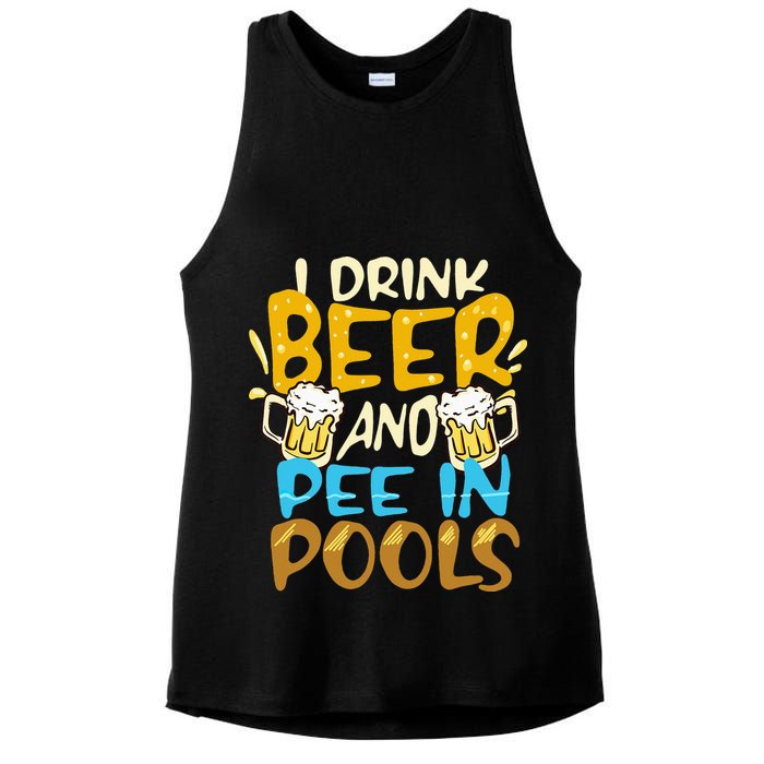 I Pee In Pools Swimming Swim Drink Beer I Pee In Pools Ladies PosiCharge Tri-Blend Wicking Tank