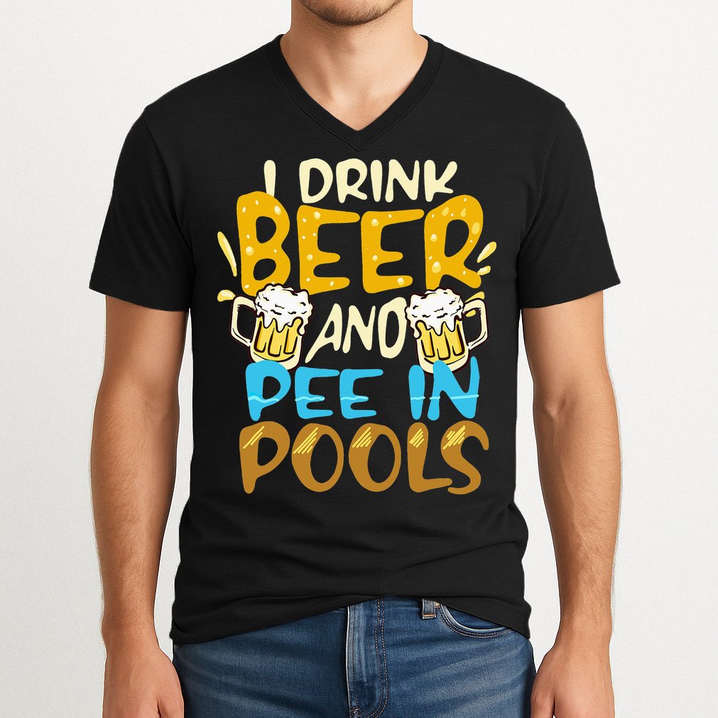 I Pee In Pools Swimming Swim Drink Beer I Pee In Pools V-Neck T-Shirt