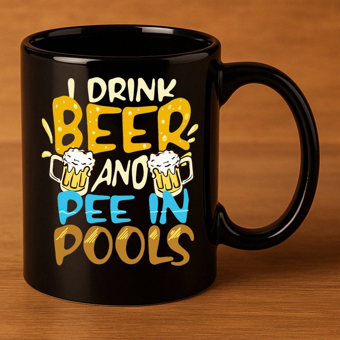 I Pee In Pools Swimming Swim Drink Beer I Pee In Pools 11oz C Handle Ceramic Mug