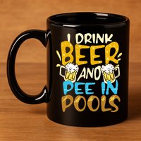 I Pee In Pools Swimming Swim Drink Beer I Pee In Pools 11oz C Handle Ceramic Mug