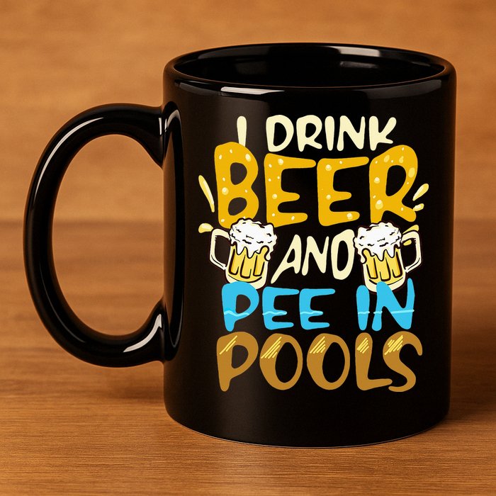 I Pee In Pools Swimming Swim Drink Beer I Pee In Pools 11oz C Handle Ceramic Mug