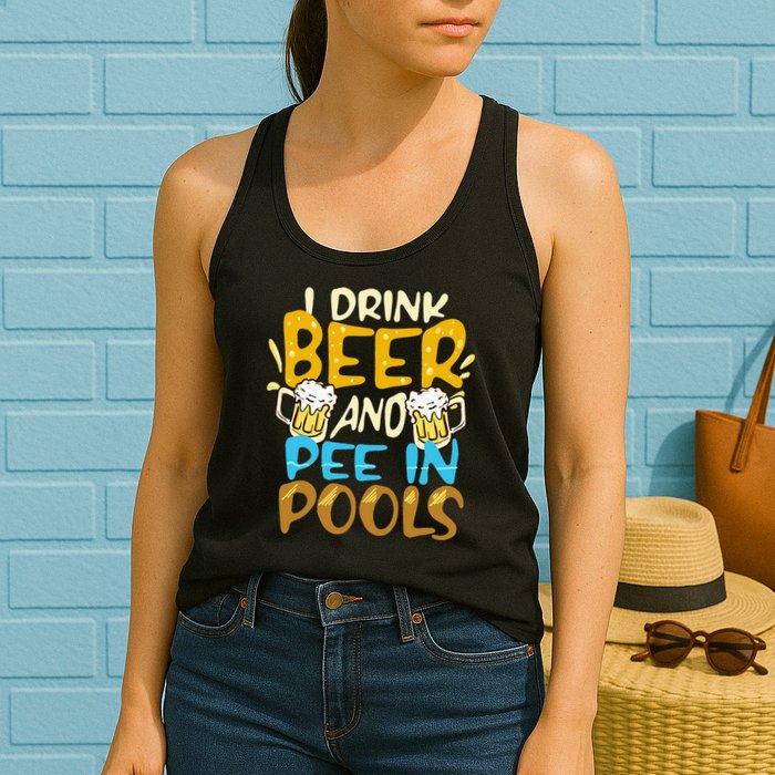 I Pee In Pools Swimming Swim Drink Beer I Pee In Pools Womens Tank Top