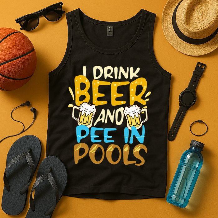 I Pee In Pools Swimming Swim Drink Beer I Pee In Pools Tank Top
