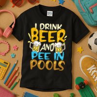 I Pee In Pools Swimming Swim Drink Beer I Pee In Pools Kids T-Shirt