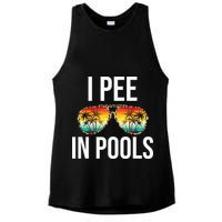 I Pee In Pools Funny Sarcastic Sayings Swim Swimmer Vacation Ladies PosiCharge Tri-Blend Wicking Tank