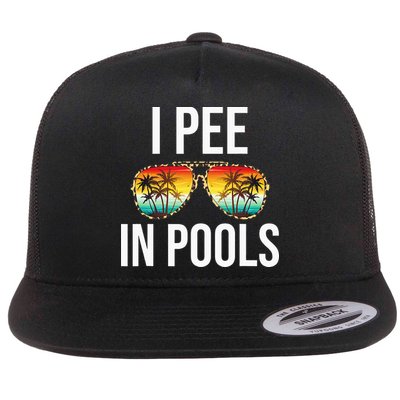 I Pee In Pools Funny Sarcastic Sayings Swim Swimmer Vacation Flat Bill Trucker Hat