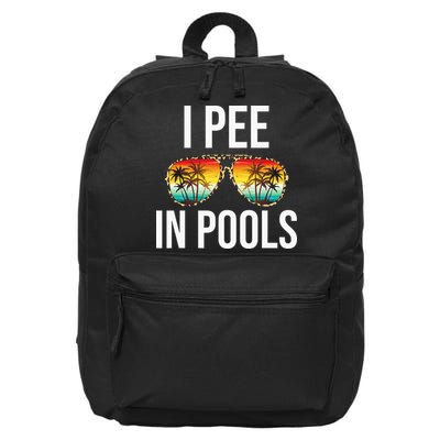 I Pee In Pools Funny Sarcastic Sayings Swim Swimmer Vacation 16 in Basic Backpack