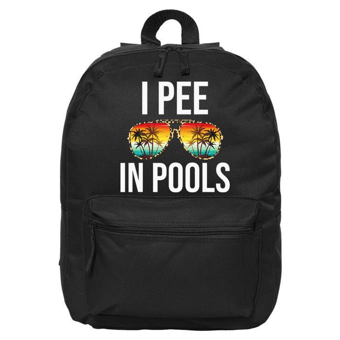 I Pee In Pools Funny Sarcastic Sayings Swim Swimmer Vacation 16 in Basic Backpack