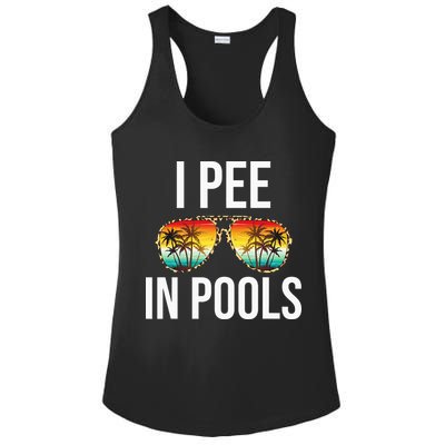 I Pee In Pools Funny Sarcastic Sayings Swim Swimmer Vacation Ladies PosiCharge Competitor Racerback Tank