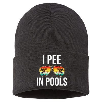 I Pee In Pools Funny Sarcastic Sayings Swim Swimmer Vacation Sustainable Knit Beanie