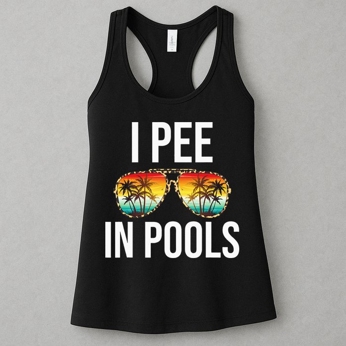 I Pee In Pools Funny Sarcastic Sayings Swim Swimmer Vacation Womens Tank Top