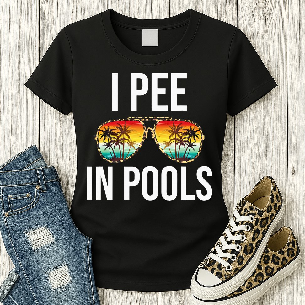 I Pee In Pools Funny Sarcastic Sayings Swim Swimmer Vacation Womens T-Shirt