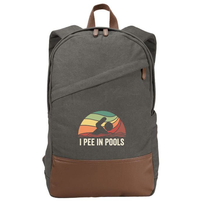 I Pee In Pools Swimming Swim Vacation I Pee In Pools Cotton Canvas Backpack