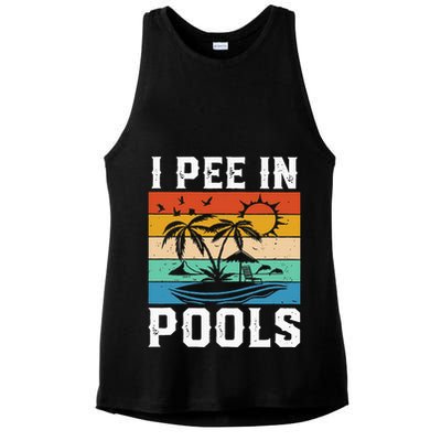 I Pee in Pools Funny Sayings for Pools Swimming Ladies PosiCharge Tri-Blend Wicking Tank