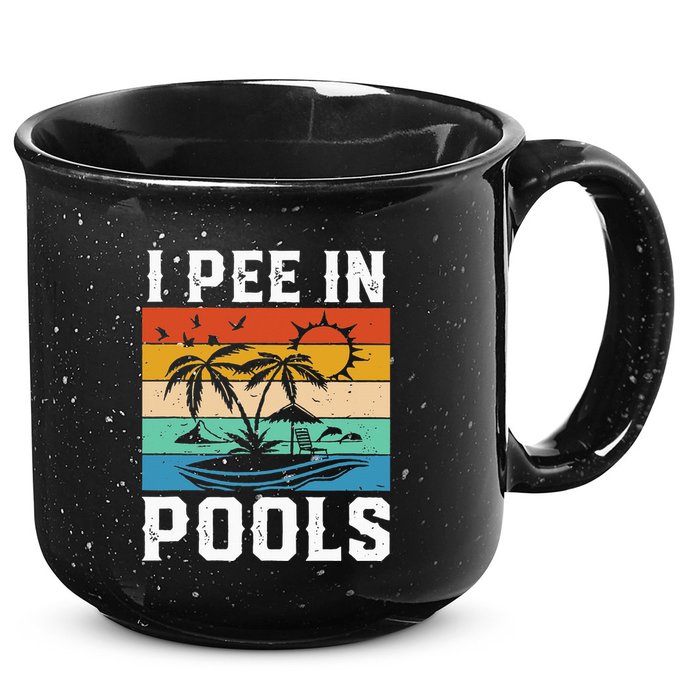 I Pee in Pools Funny Sayings for Pools Swimming 15oz Campfire Ceramic Mug
