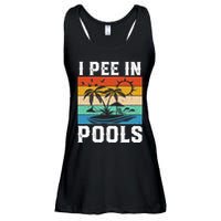 I Pee in Pools Funny Sayings for Pools Swimming Ladies Essential Flowy Tank