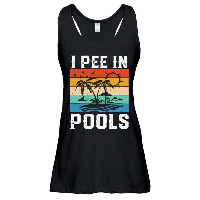 I Pee in Pools Funny Sayings for Pools Swimming Ladies Essential Flowy Tank