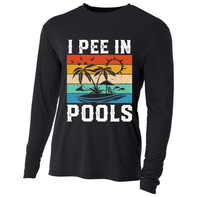 I Pee in Pools Funny Sayings for Pools Swimming Cooling Performance Long Sleeve Crew