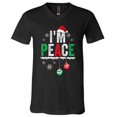 IM Peace I Come In Peace Funny Matching Couple Christmas V-Neck T-Shirt