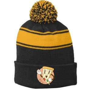 Italian Pizza Stripe Pom Pom Beanie