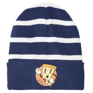 Italian Pizza Striped Beanie with Solid Band