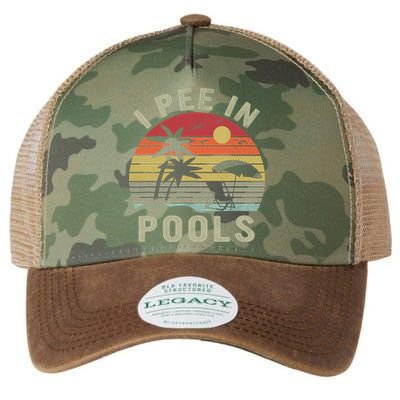 I Pee In Pools Sarcastic Sayings For Pools Lovers Retro Legacy Tie Dye Trucker Hat