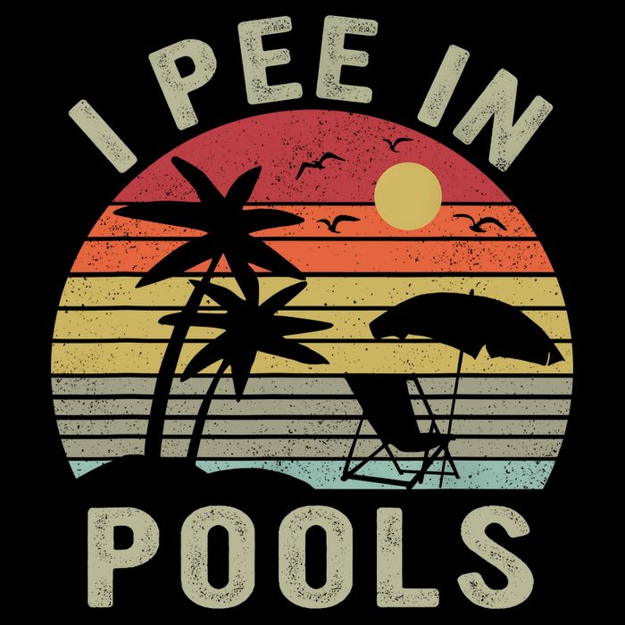 I Pee In Pools Sarcastic Sayings For Pools Lovers Retro Full-Length Apron With Pockets