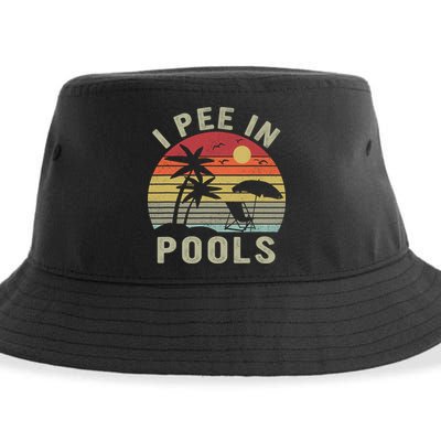 I Pee In Pools Sarcastic Sayings For Pools Lovers Retro Sustainable Bucket Hat