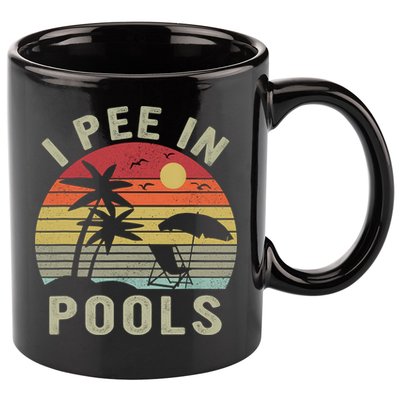 I Pee In Pools Sarcastic Sayings For Pools Lovers Retro 11oz C Handle Ceramic Mug
