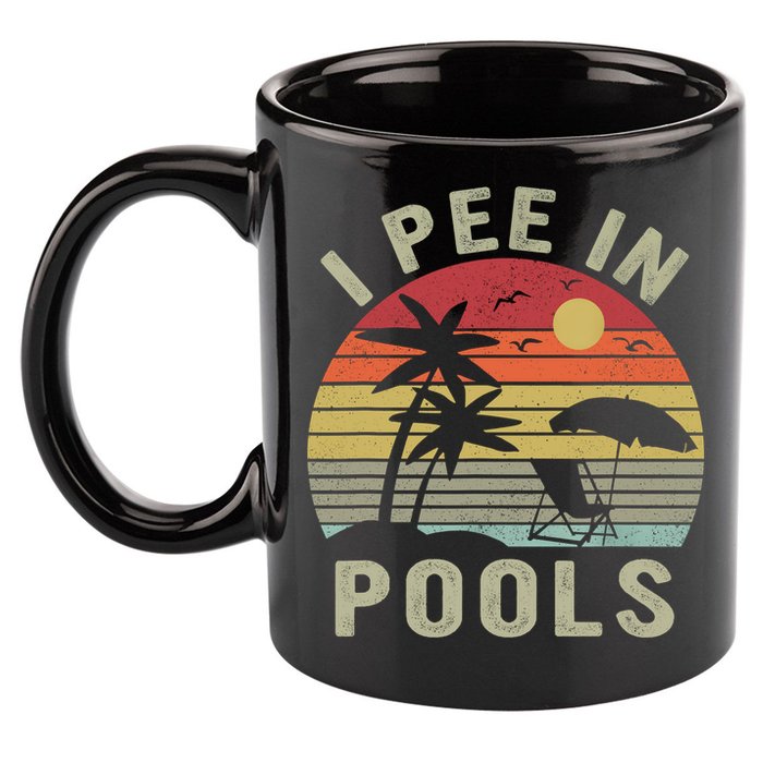 I Pee In Pools Sarcastic Sayings For Pools Lovers Retro 11oz C Handle Ceramic Mug