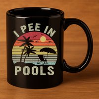 I Pee In Pools Sarcastic Sayings For Pools Lovers Retro 11oz C Handle Ceramic Mug