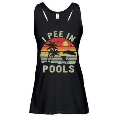 I Pee In Pools Sarcastic Sayings For Pools Lovers Retro Ladies Essential Flowy Tank