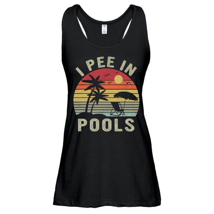 I Pee In Pools Sarcastic Sayings For Pools Lovers Retro Ladies Essential Flowy Tank