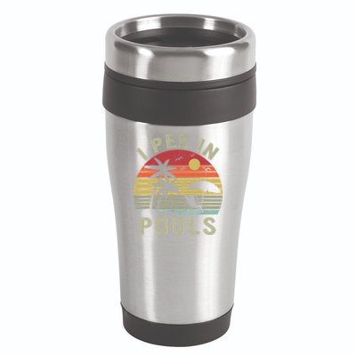 I Pee In Pools Sarcastic Sayings For Pools Lovers Retro 16oz Travel Tumbler