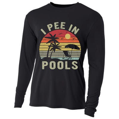 I Pee In Pools Sarcastic Sayings For Pools Lovers Retro Cooling Performance Long Sleeve Crew