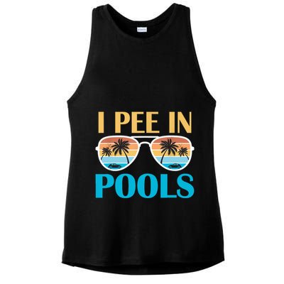 I Pee In Pools Funny Jokes Sarcastic Sayings Ladies PosiCharge Tri-Blend Wicking Tank