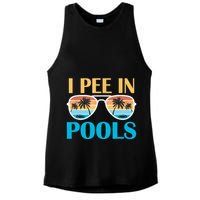 I Pee In Pools Funny Jokes Sarcastic Sayings Ladies PosiCharge Tri-Blend Wicking Tank