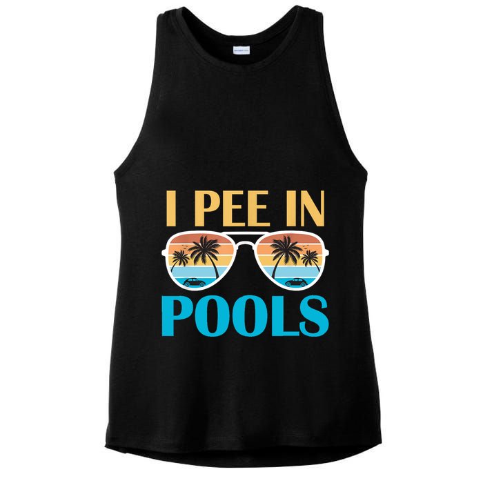 I Pee In Pools Funny Jokes Sarcastic Sayings Ladies PosiCharge Tri-Blend Wicking Tank