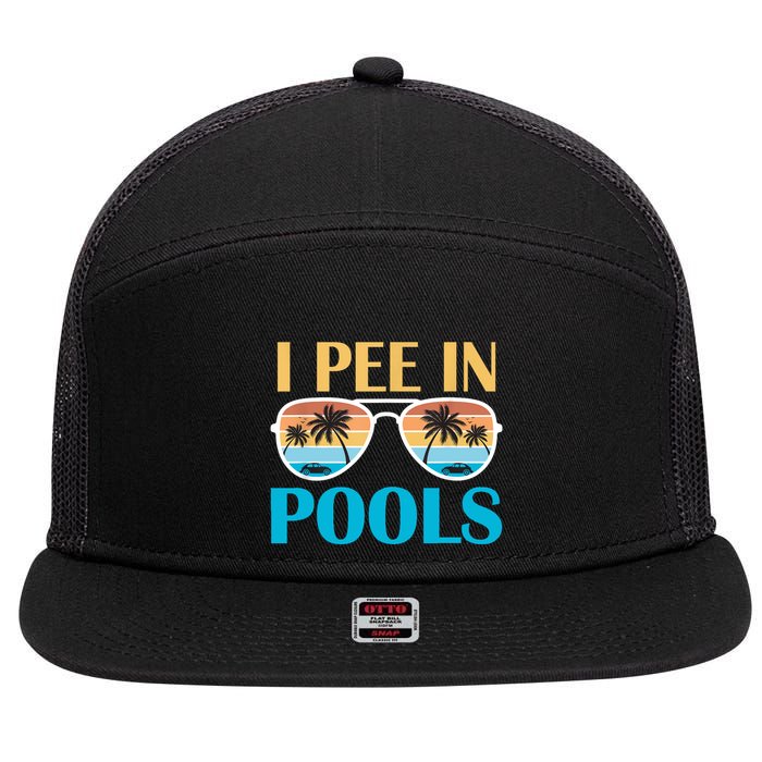 I Pee In Pools Funny Jokes Sarcastic Sayings 7 Panel Mesh Trucker Snapback Hat