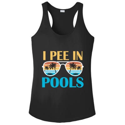I Pee In Pools Funny Jokes Sarcastic Sayings Ladies PosiCharge Competitor Racerback Tank