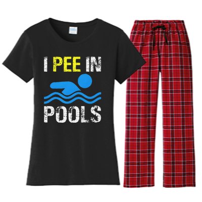 I Pee In Pools Funny Summer Swimming Women's Flannel Pajama Set