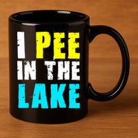 I Pee In The Lake Funny Summer Vacation 11oz C Handle Ceramic Mug