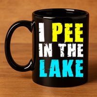 I Pee In The Lake Funny Summer Vacation 11oz C Handle Ceramic Mug
