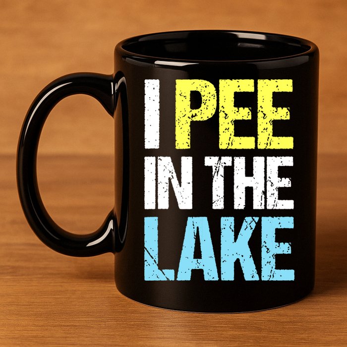I Pee In The Lake Funny Summer Vacation 11oz C Handle Ceramic Mug
