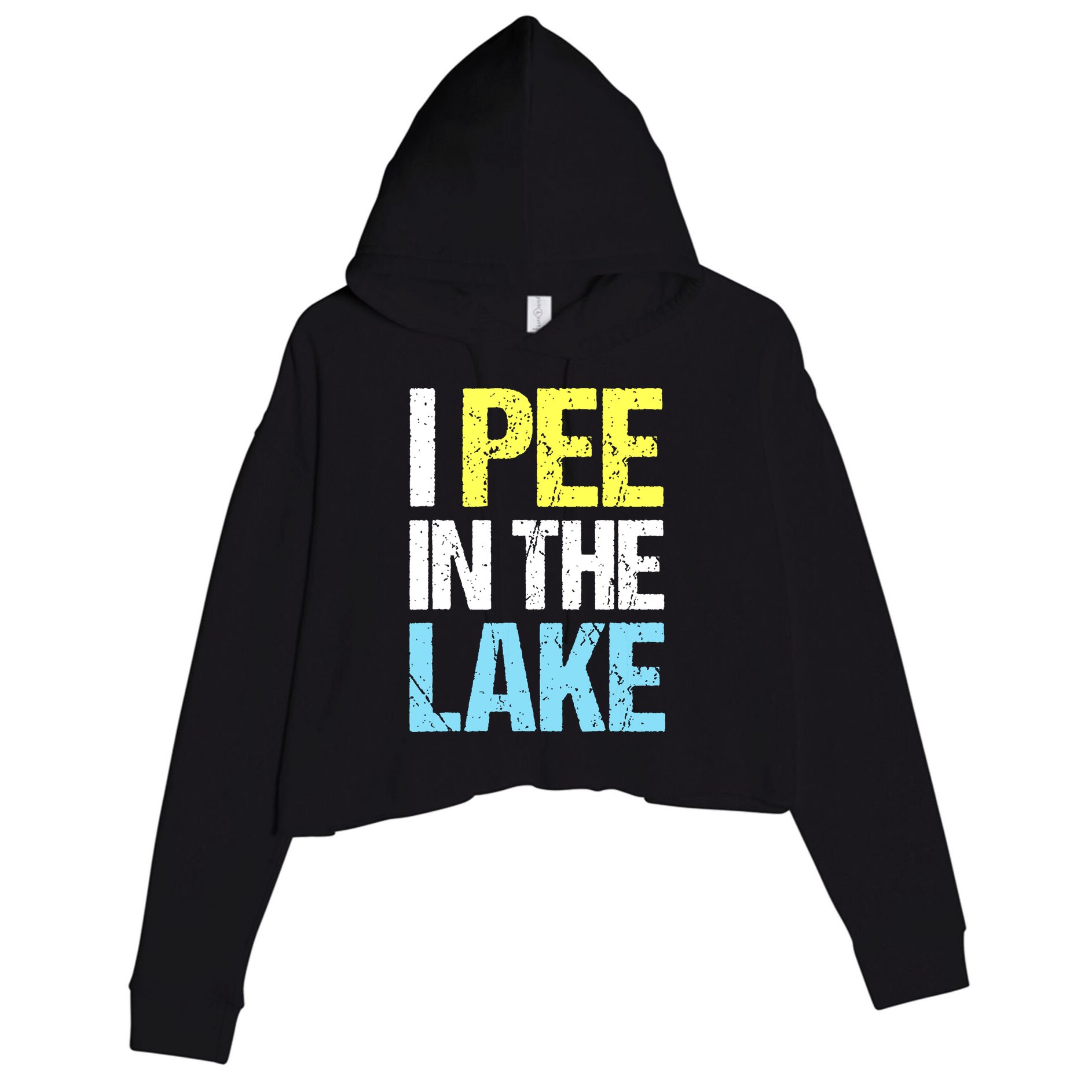 I Pee In The Lake Funny Summer Vacation Crop Fleece Hoodie